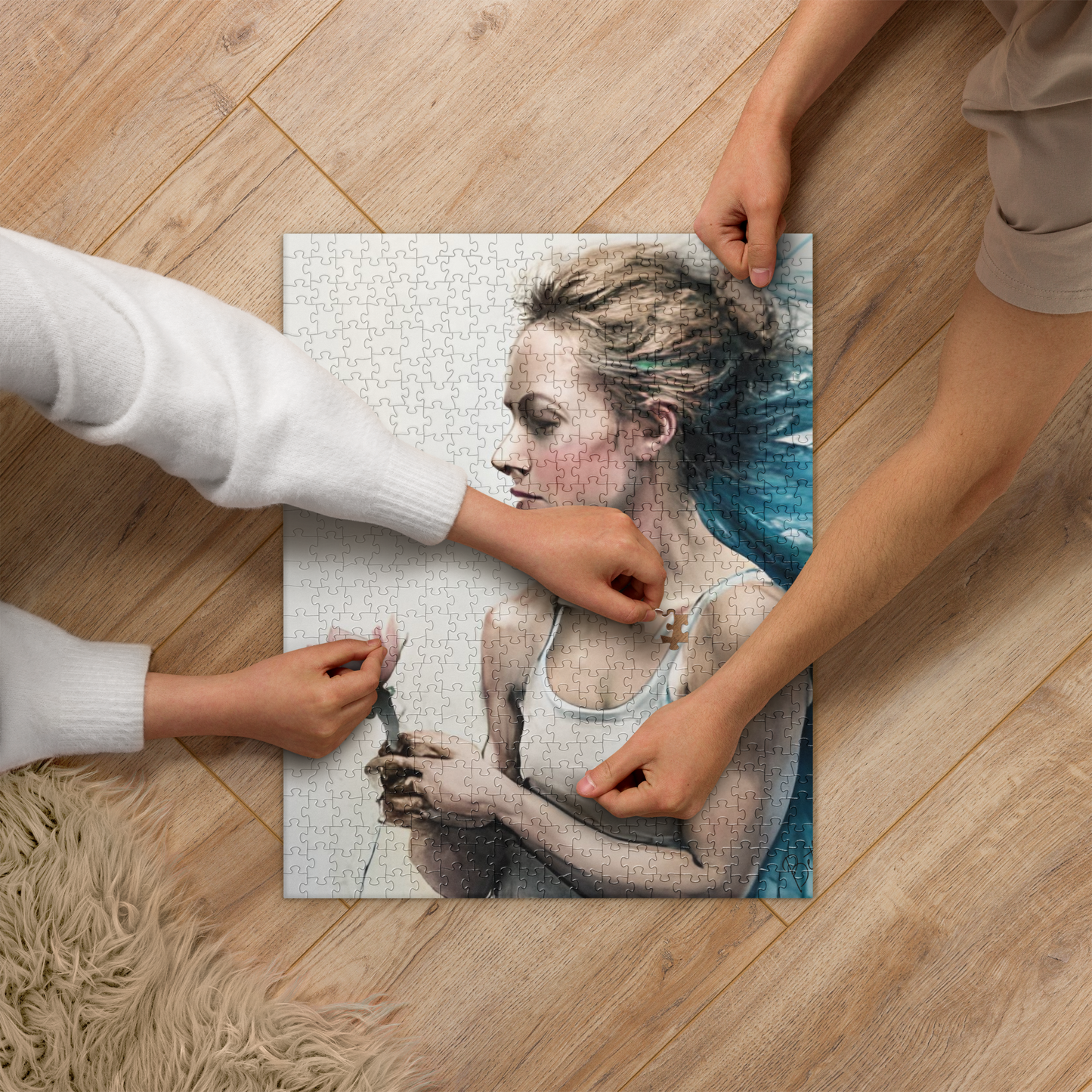 Sincere Magnolia Woman Jigsaw Puzzle - Unique Art Gift
