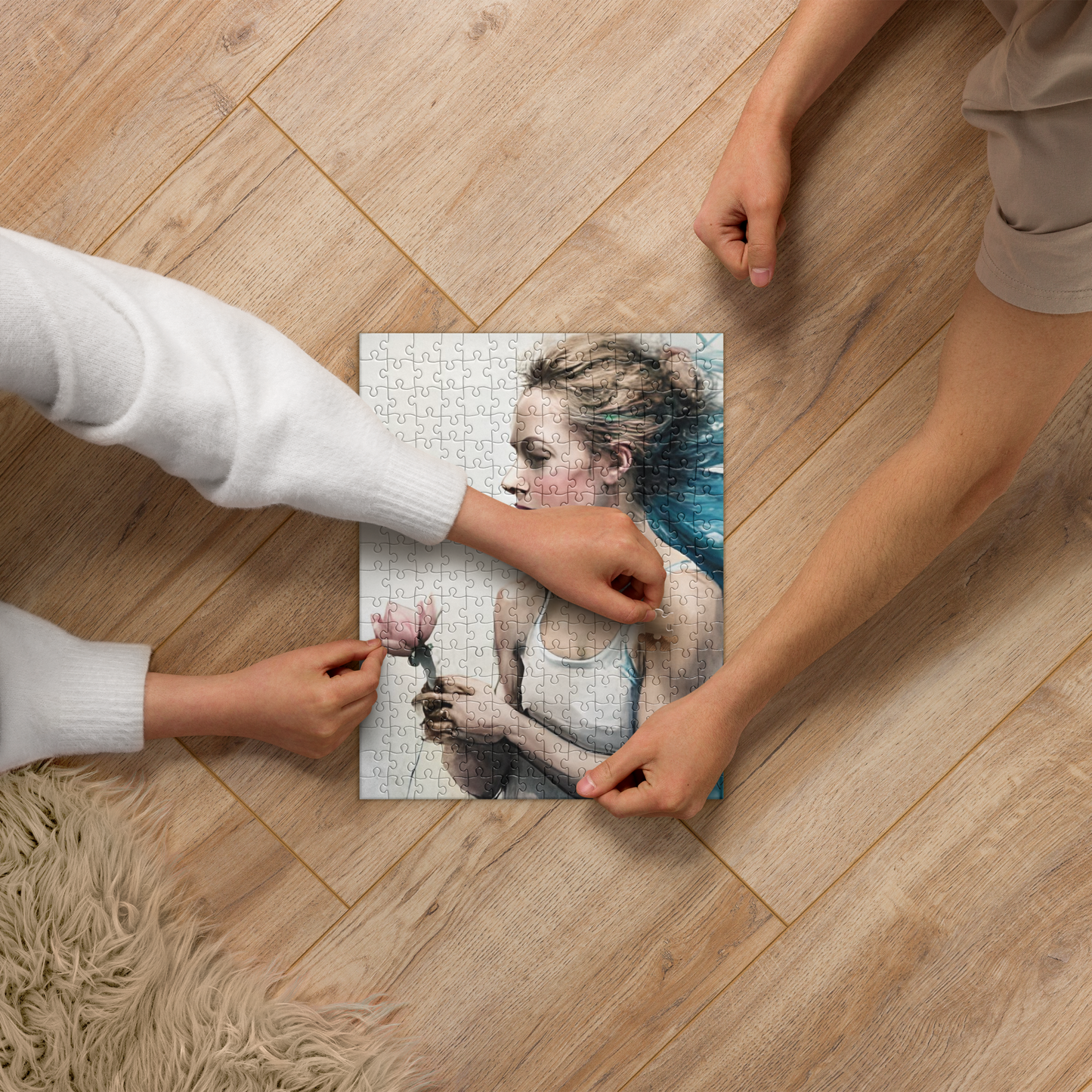 Sincere Magnolia Woman Jigsaw Puzzle - Unique Art Gift